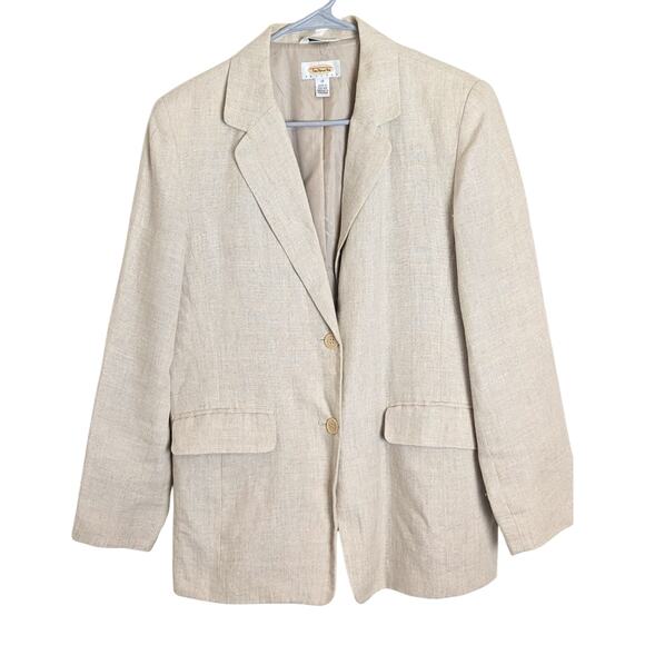 Vintage Irish Linen Button Down Blazer With Pockets Women's Size 10 - Picture 10 of 10